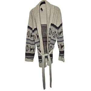 Dimension By Milford Vintage Southwest Alpaca Knit Belted Cardigan Sweater M